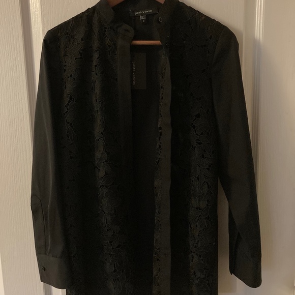 Lace Front Black Blouse size 2 - Picture 3 of 6